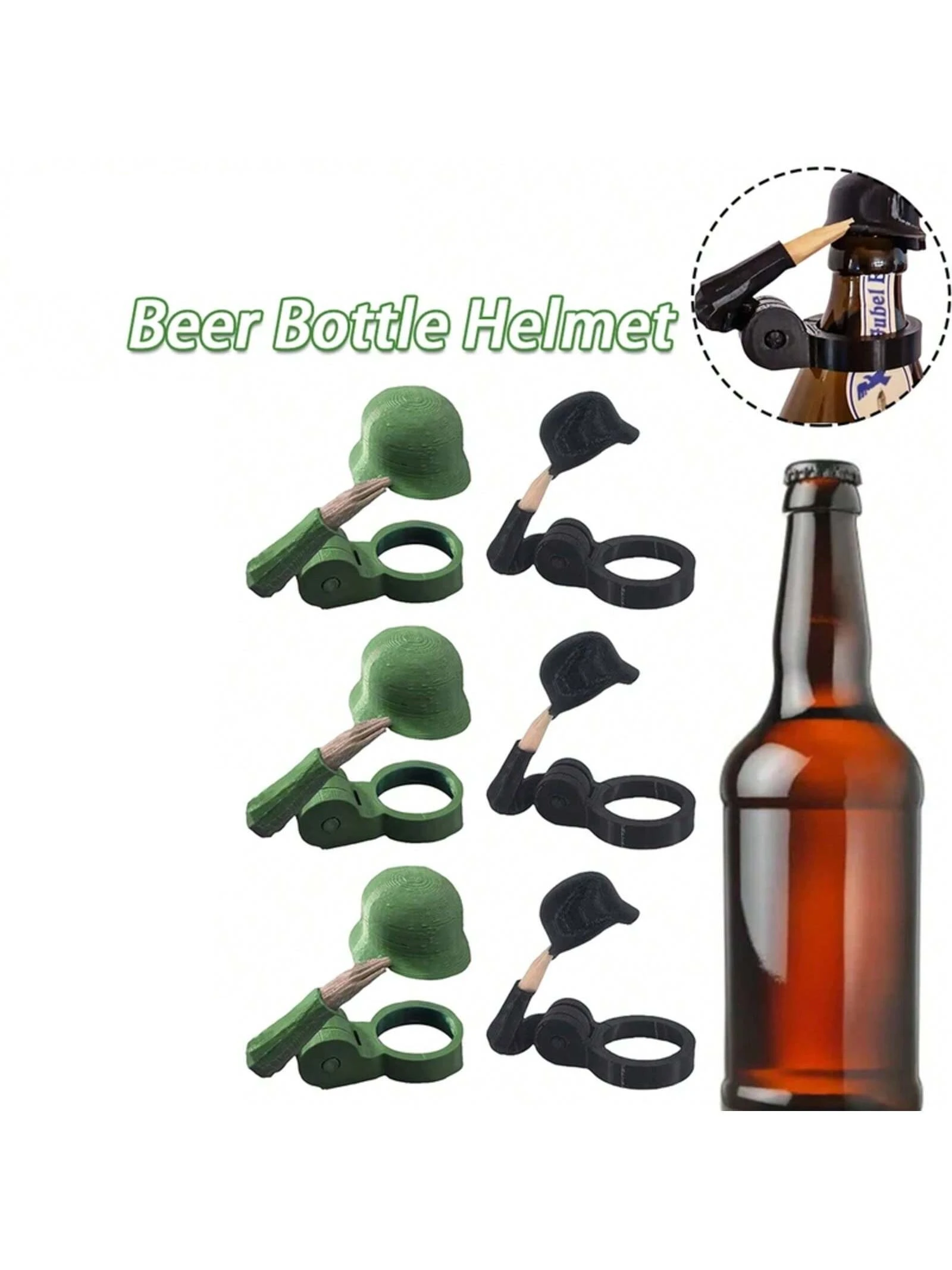 Funny Soldier Salute Beer Bottle Helmet Decor Realistic Design Dustproof Bottle Cap Assorted Styles for Veterans Party Collector