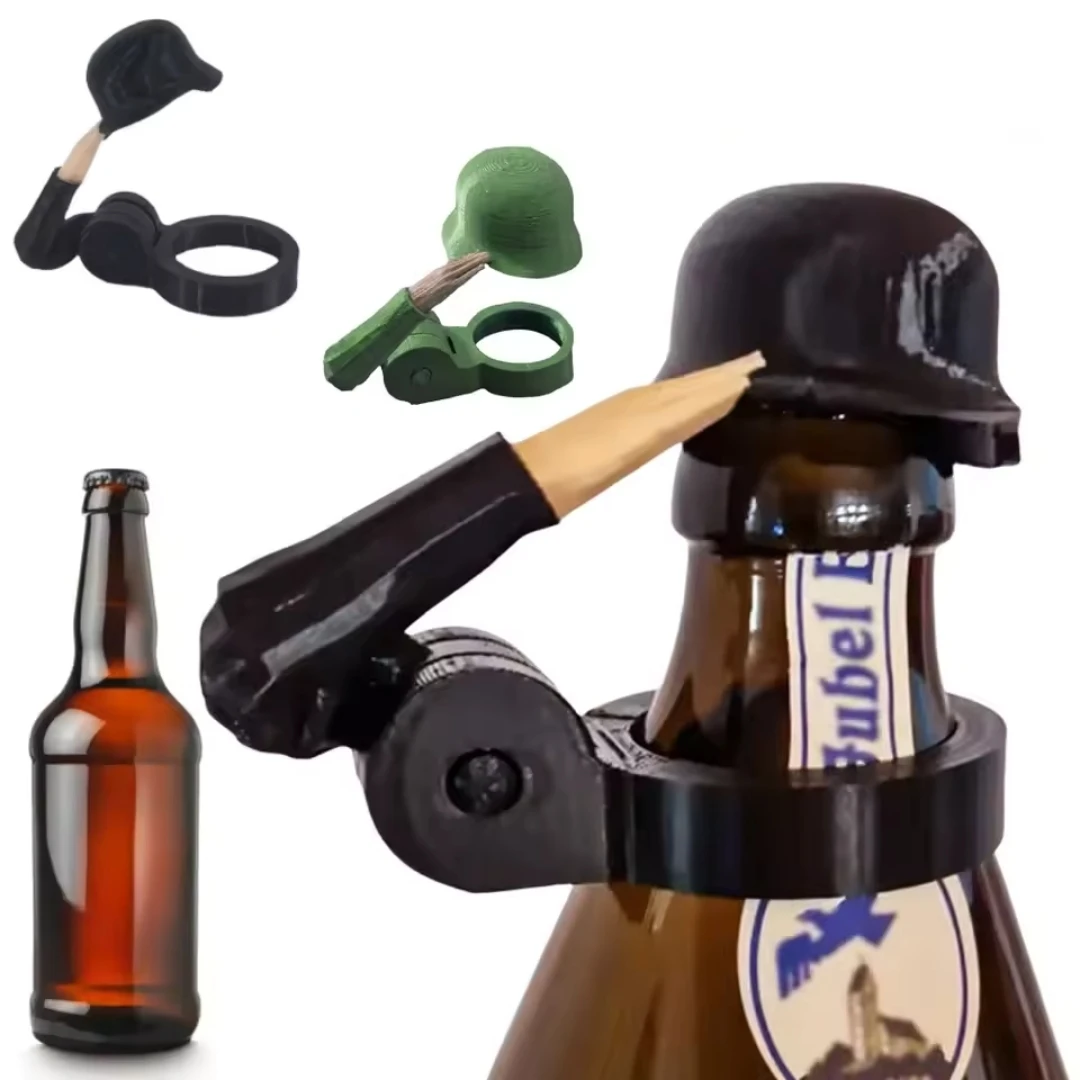 Funny Soldier Salute Beer Bottle Helmet Decor Realistic Design Dustproof Bottle Cap Assorted Styles for Veterans Party Collector