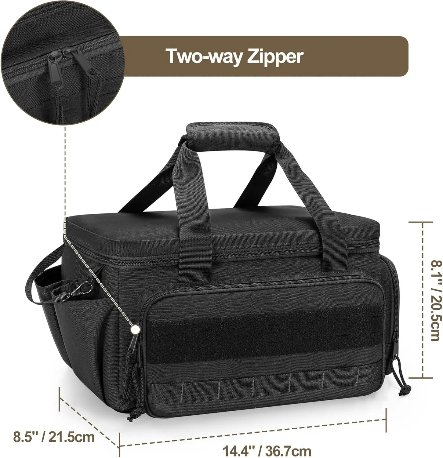 14" Heavy Duty Tool Bag, Quick Tool Access with Wide Opening Zip Design, Multiple Internal and External Pockets with Carry Handl