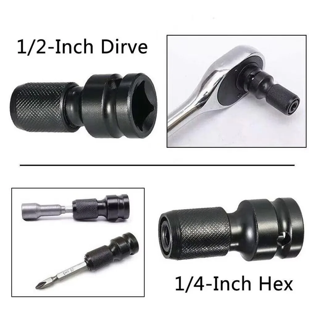 Drill Chuck Converter Socket Adapter Hex Shank 1/2"Drive To 1/4" Impact Drilling Bits Driver Quick Load Adapter For Power Tools