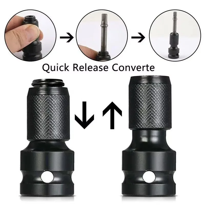 Drill Chuck Converter Socket Adapter Hex Shank 1/2"Drive To 1/4" Impact Drilling Bits Driver Quick Load Adapter For Power Tools