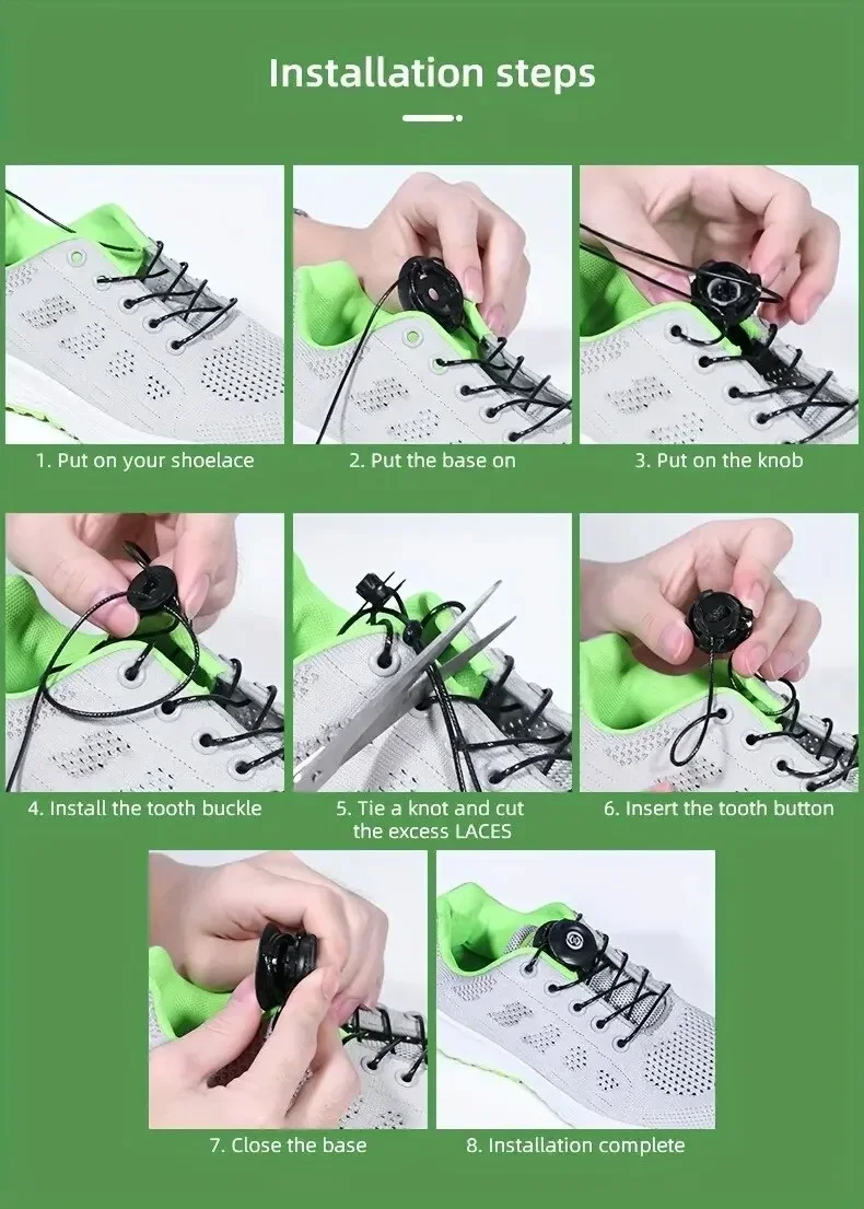 No-Tie Rotating Lock Laces for Men & Women, Upgraded Rotating Lock Laces, Hands-Free Lazy Shoelace for Sports Running Sneakers