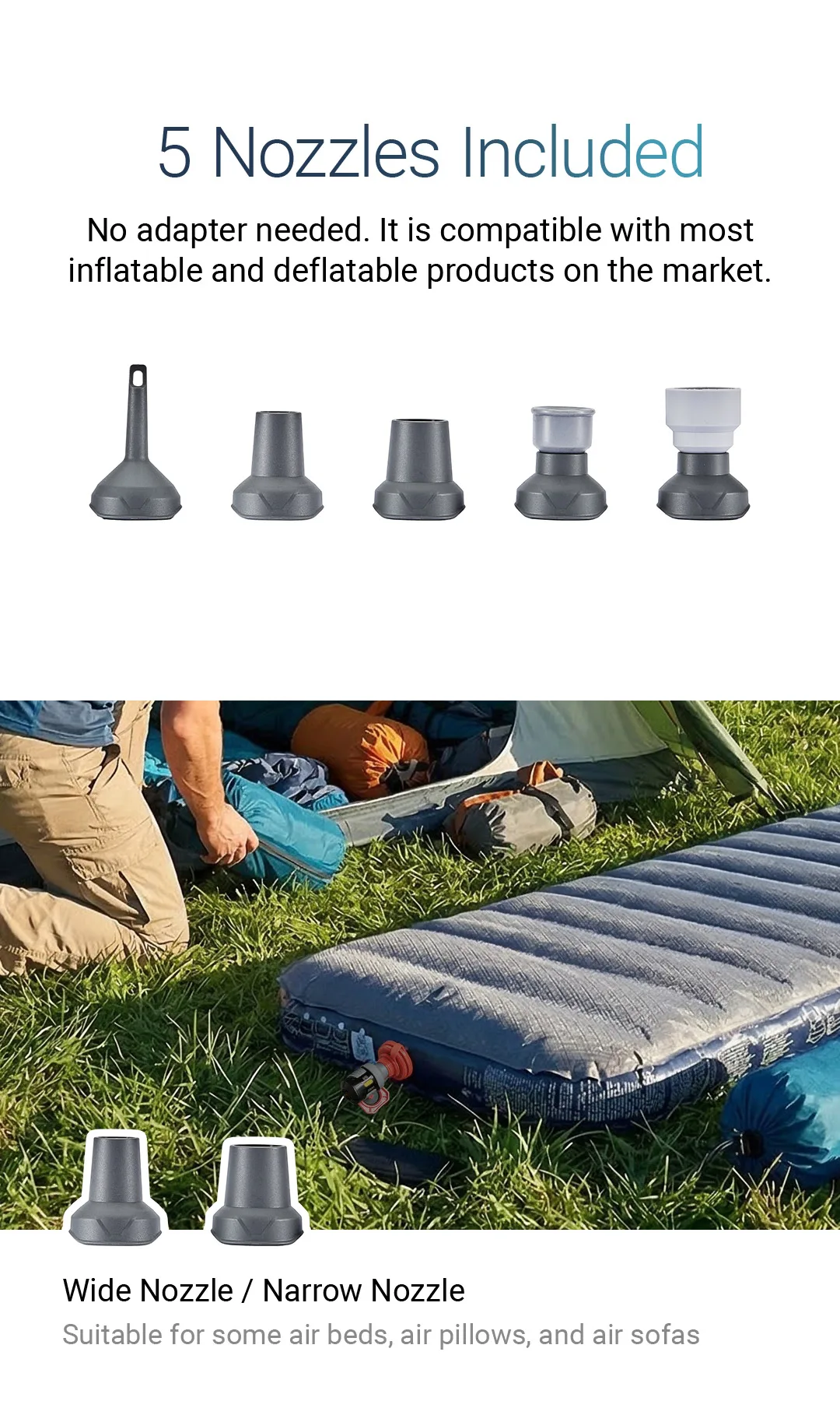 NITECORE AP01 Portable Air Pump 22g 2.8 kPa USB-C Inflation Deflation for Air Bed Pillows Swimming Ring Camping Flame Booster