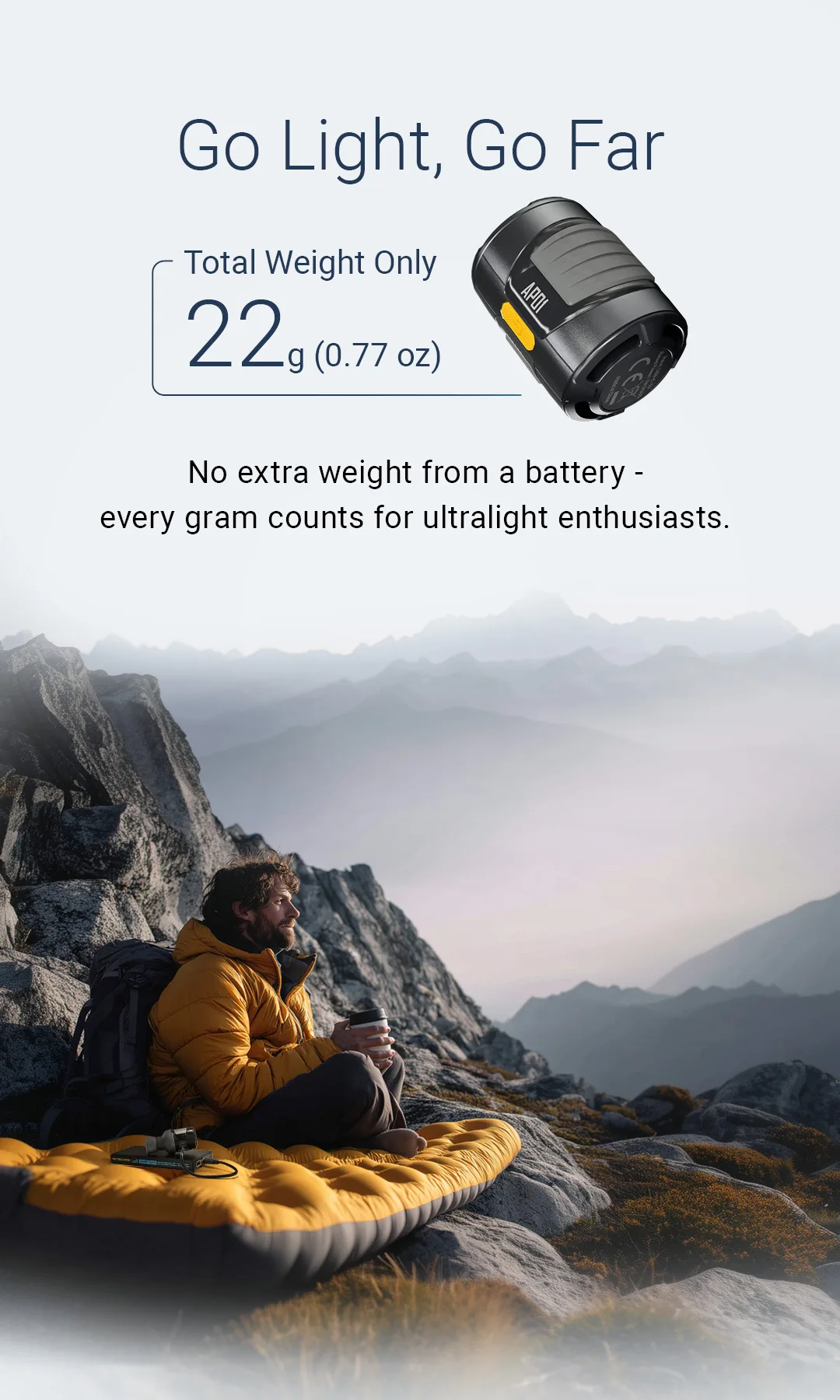 NITECORE AP01 Portable Air Pump 22g 2.8 kPa USB-C Inflation Deflation for Air Bed Pillows Swimming Ring Camping Flame Booster