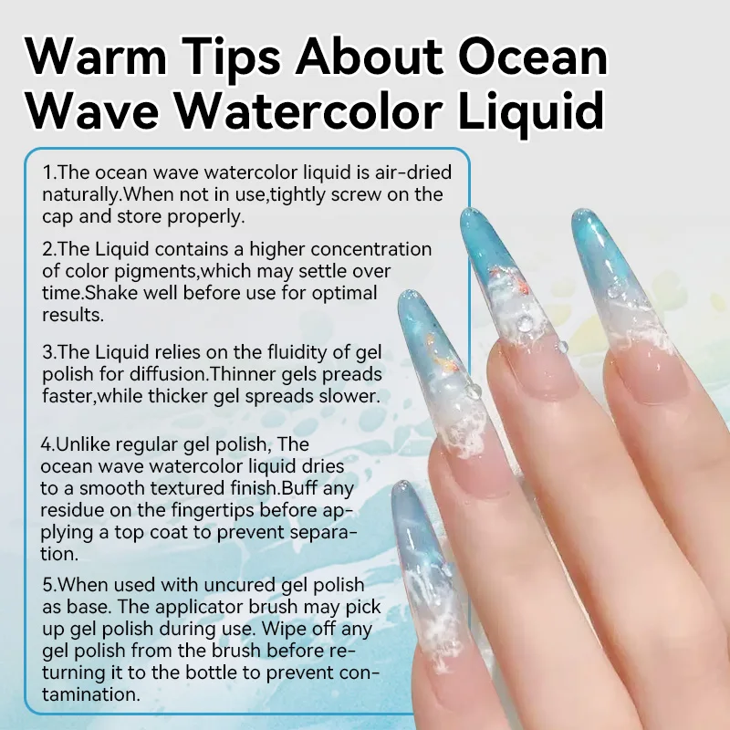 BORN PRETTY 1/2Pcs Ocean Wave Watercolor Liquid Gel Nail Polish Set White Watercolor 3 Seconds Spread Gradient Summer Nails