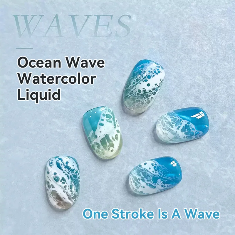 BORN PRETTY 1/2Pcs Ocean Wave Watercolor Liquid Gel Nail Polish Set White Watercolor 3 Seconds Spread Gradient Summer Nails