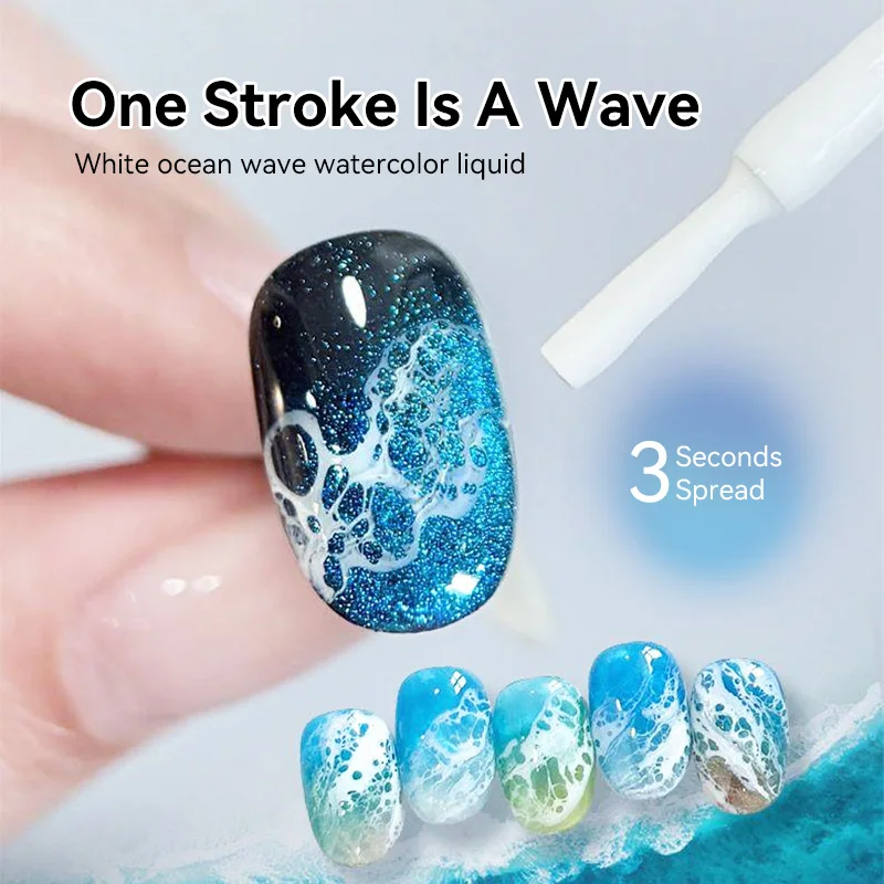BORN PRETTY 1/2Pcs Ocean Wave Watercolor Liquid Gel Nail Polish Set White Watercolor 3 Seconds Spread Gradient Summer Nails