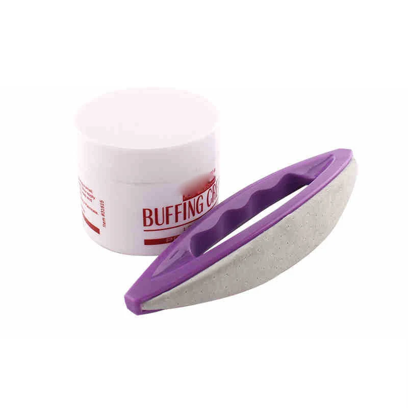 Professional 2pcs/set Nail Art Buffing Cream + Leather Buffer Varnish Polish Set Nail Tool UV Gel Nail Tool Polish