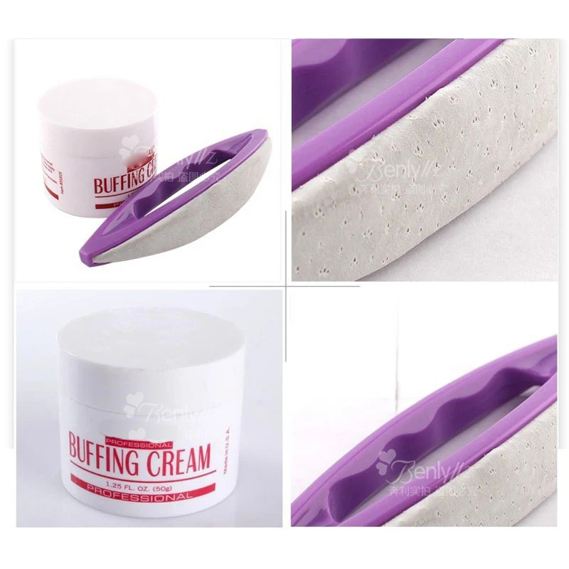 Professional 2pcs/set Nail Art Buffing Cream + Leather Buffer Varnish Polish Set Nail Tool UV Gel Nail Tool Polish