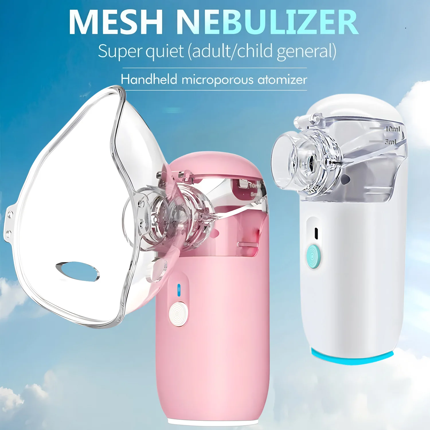 Handheld Portable Autoclean Inhale Nebulizer Mesh Atomizer Silent Inhaler Nebuliser Inhalator for Adult Kids Child Nebulizador