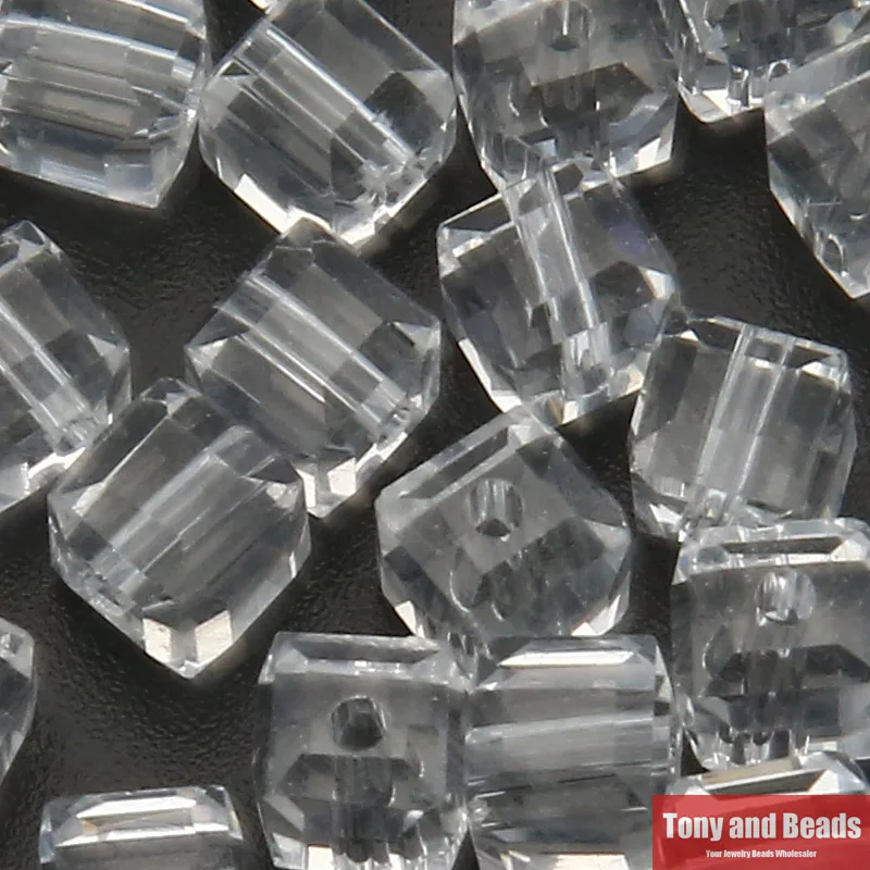 ( 35Pcs=Lot ! ) 6MM Square Faceted Glass Crystal Spacer Beads For Jewelry Making 17Colors