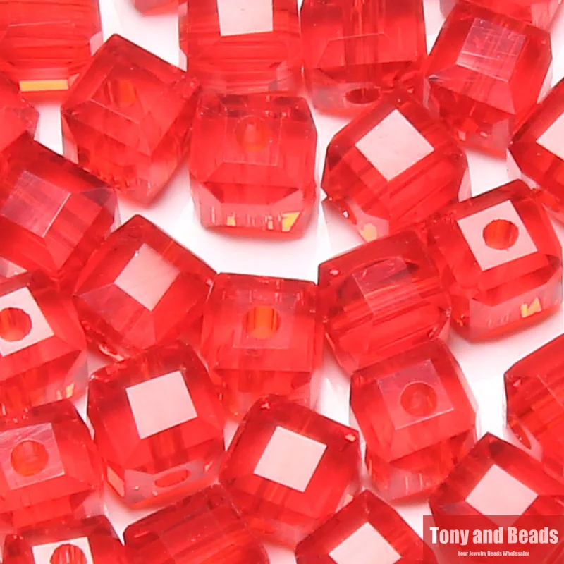 ( 35Pcs=Lot ! ) 6MM Square Faceted Glass Crystal Spacer Beads For Jewelry Making 17Colors