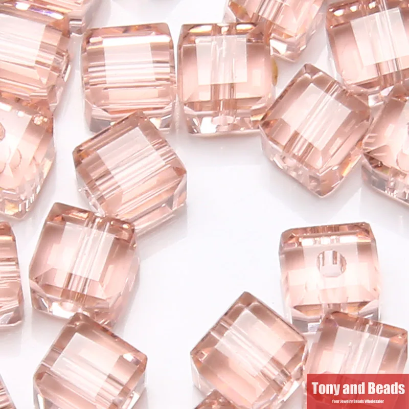 ( 35Pcs=Lot ! ) 6MM Square Faceted Glass Crystal Spacer Beads For Jewelry Making 17Colors
