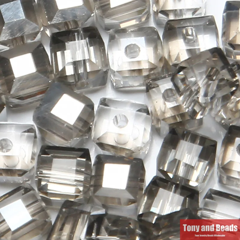 ( 35Pcs=Lot ! ) 6MM Square Faceted Glass Crystal Spacer Beads For Jewelry Making 17Colors