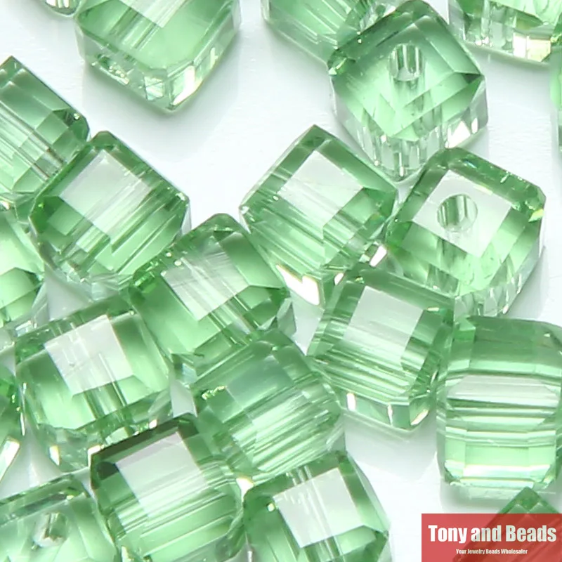 ( 35Pcs=Lot ! ) 6MM Square Faceted Glass Crystal Spacer Beads For Jewelry Making 17Colors
