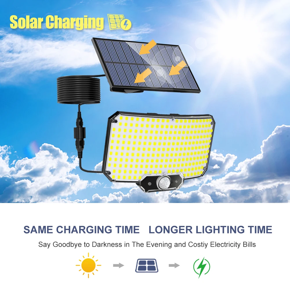 Solar Lights Outdoor with Motion Sensor 234/268LED Solar Flood Lights Waterproof Solar Powered Security Spot Lights Porch Patio