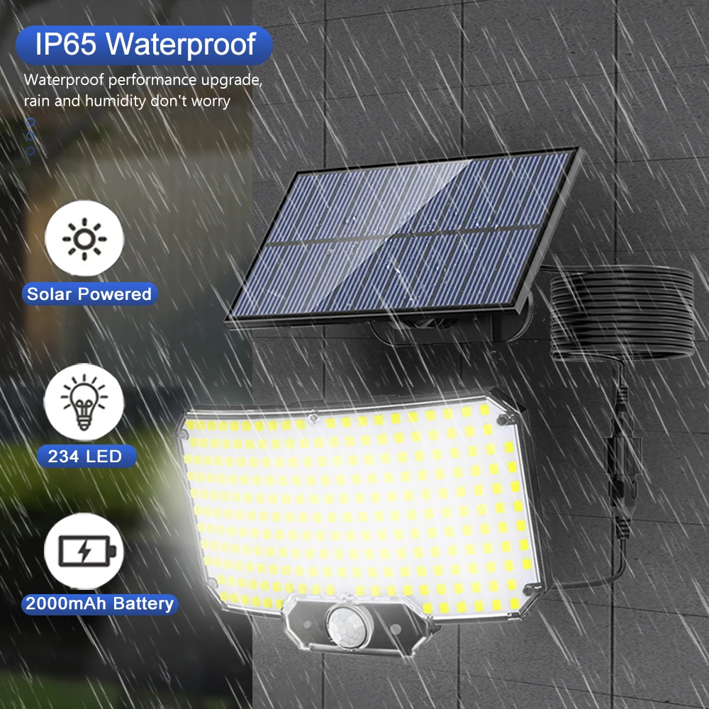 Solar Lights Outdoor with Motion Sensor 234/268LED Solar Flood Lights Waterproof Solar Powered Security Spot Lights Porch Patio