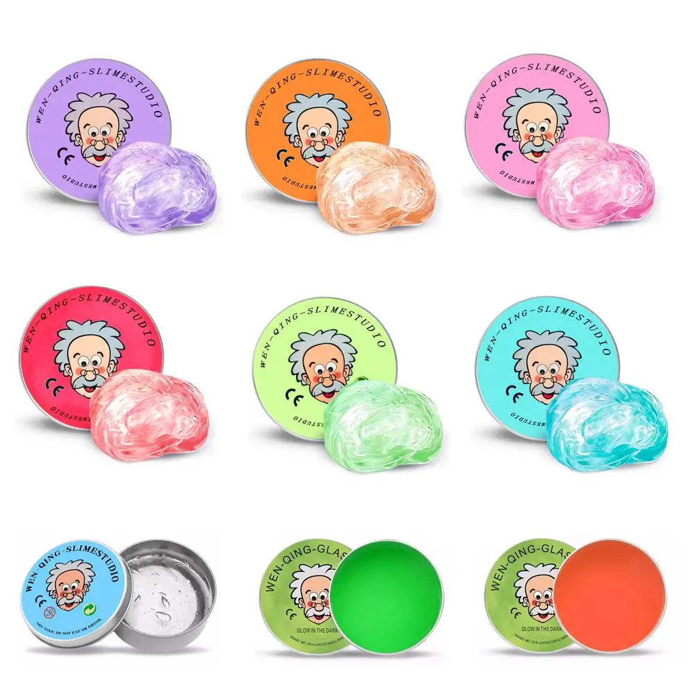 Reusable Putty Liquid Crystal Bouncy Slime Toy Set Kid Safe Mud Stress Relief Color Clay Shape Handmade DIY Handgum Playdough