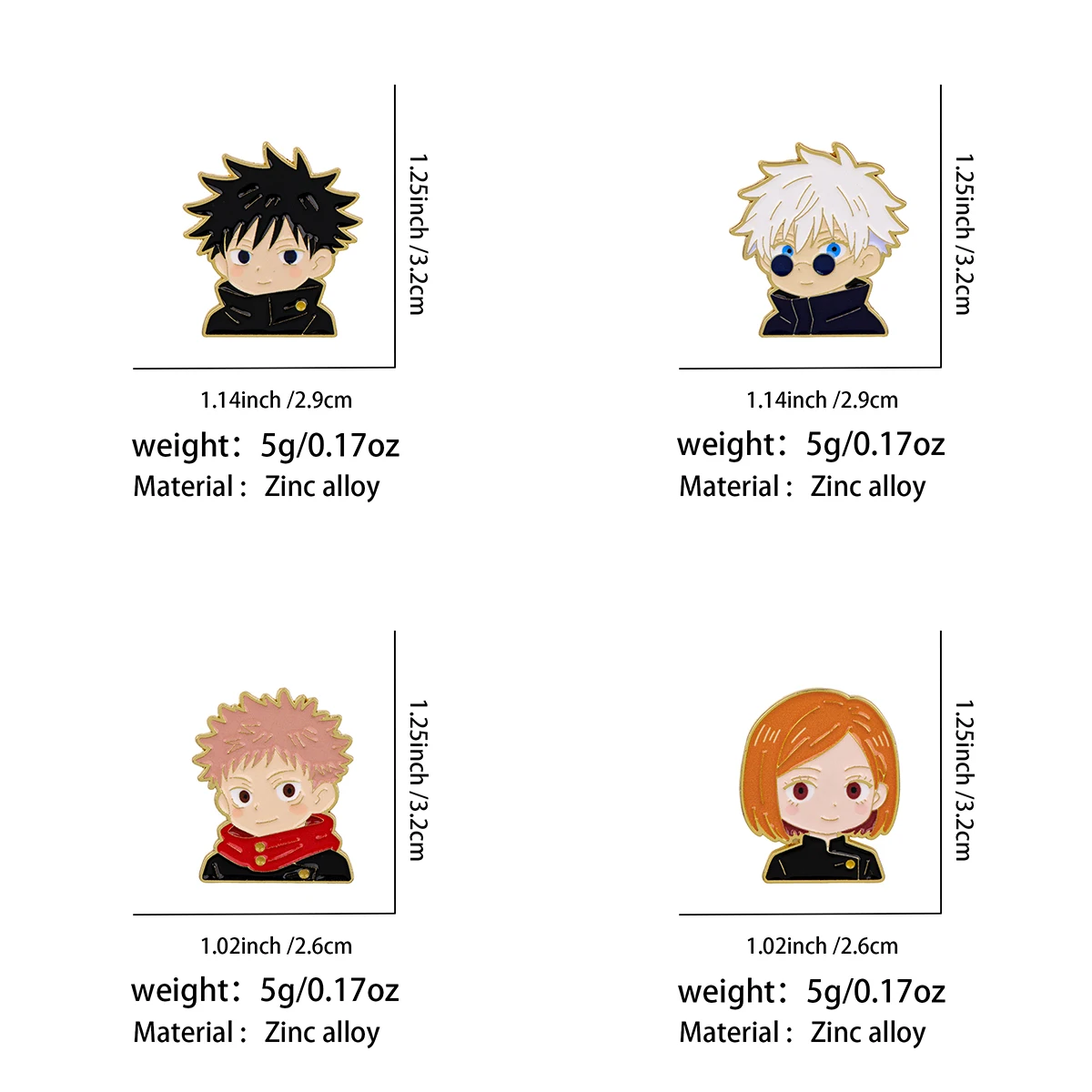 4pcs Cute Boy Enamel Pin Manga Anime Brooch For Coat Women's Brooches Cartoon Badges Jewelry Gift for Fans Friends