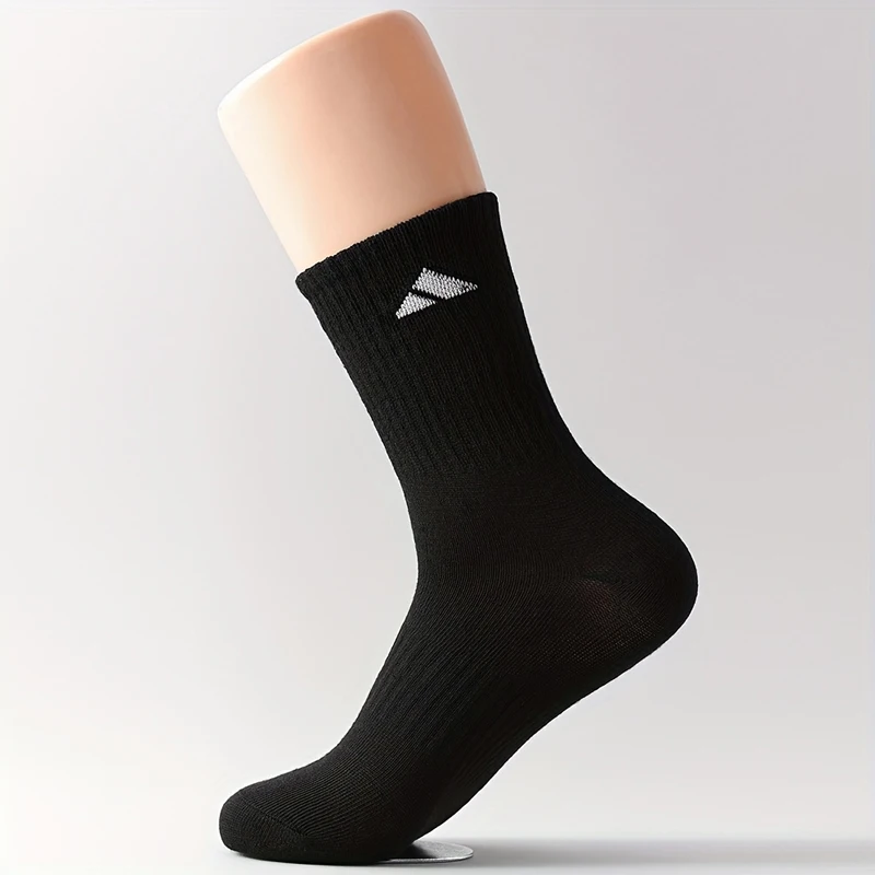 5/10 Pairs of Men's Mid-Calf Socks, Breathable and Sweat-Absorbent, Mixed Colors, Unisex