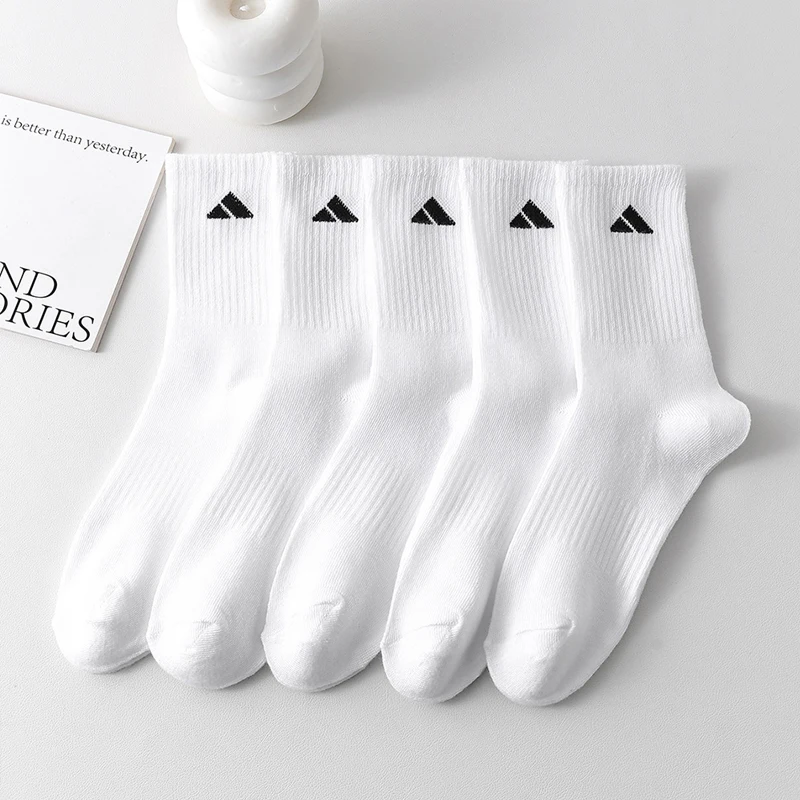 5/10 Pairs of Men's Mid-Calf Socks, Breathable and Sweat-Absorbent, Mixed Colors, Unisex