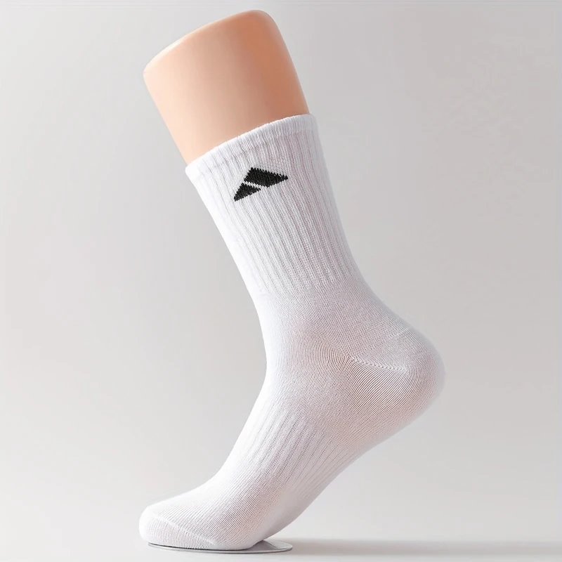 5/10 Pairs of Men's Mid-Calf Socks, Breathable and Sweat-Absorbent, Mixed Colors, Unisex