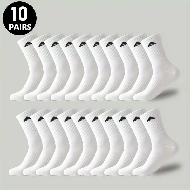 5/10 Pairs of Men's Mid-Calf Socks, Breathable and Sweat-Absorbent, Mixed Colors, Unisex