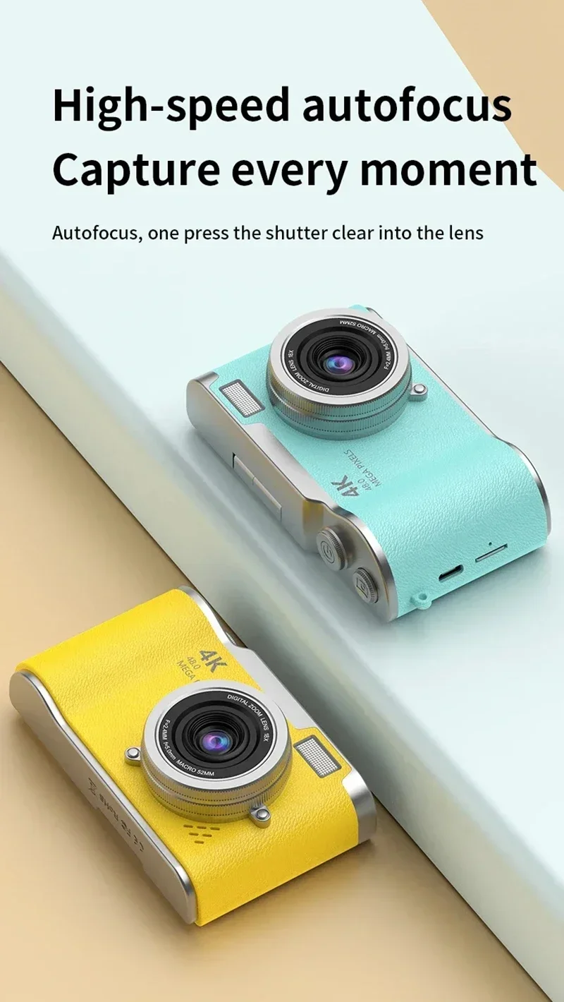 Lenovo 8X Digital Zoom Student Digital Camera 48MP Portable Digital Photography Camera 180° Flip Screen Selfie Camera Gifts