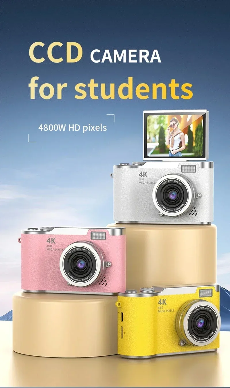 Lenovo 8X Digital Zoom Student Digital Camera 48MP Portable Digital Photography Camera 180° Flip Screen Selfie Camera Gifts