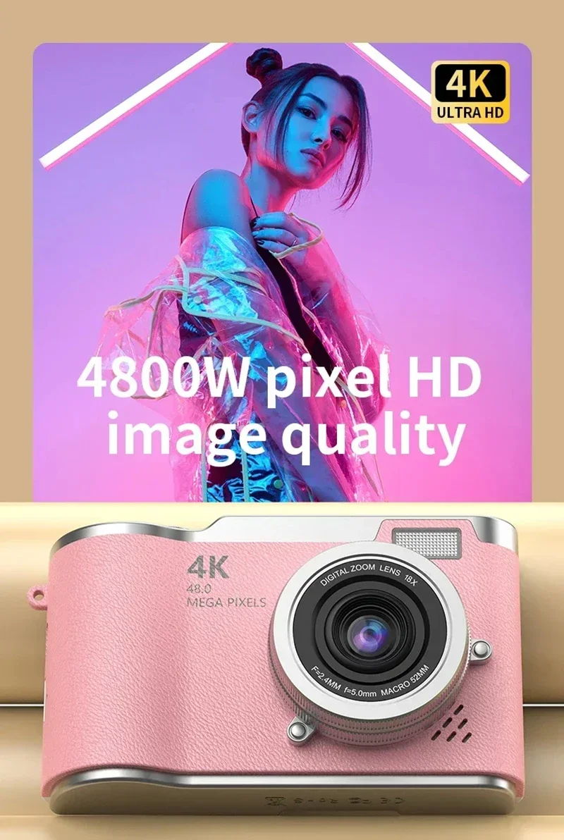 Lenovo 8X Digital Zoom Student Digital Camera 48MP Portable Digital Photography Camera 180° Flip Screen Selfie Camera Gifts