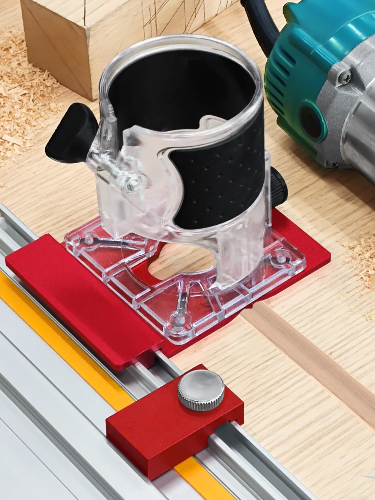 Woodworking Heavy Duty Aluminum Router Guide Rail Connector Set or 2PCS Adjustable Rail Stops for Track Saw Guide Rails
