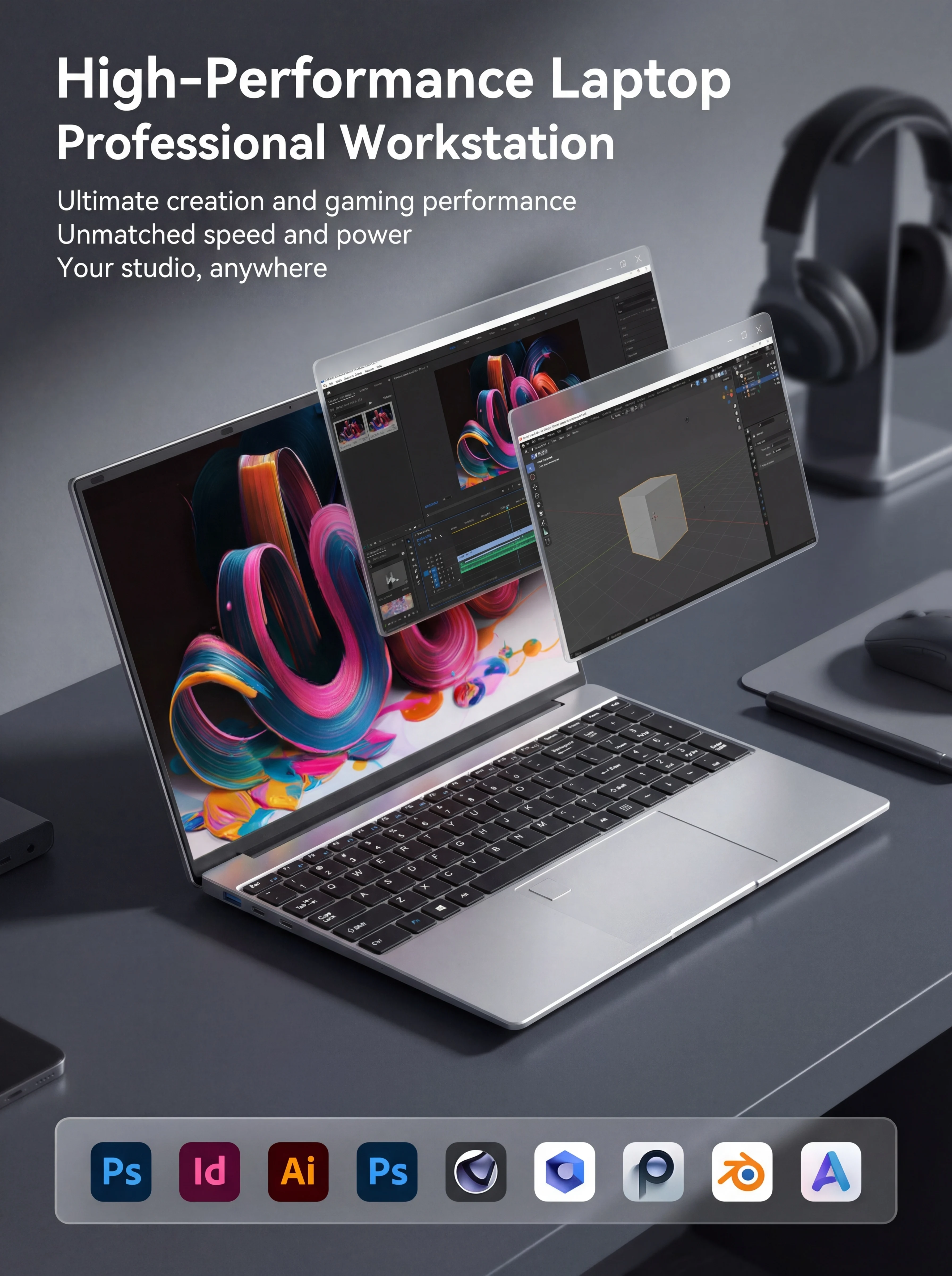 2026 New Core I9 9880H Windows 11 Pro Laptop 32GB RAM 2TB SSD for Gaming Office Studio High-Speed Notebook 5000mAh