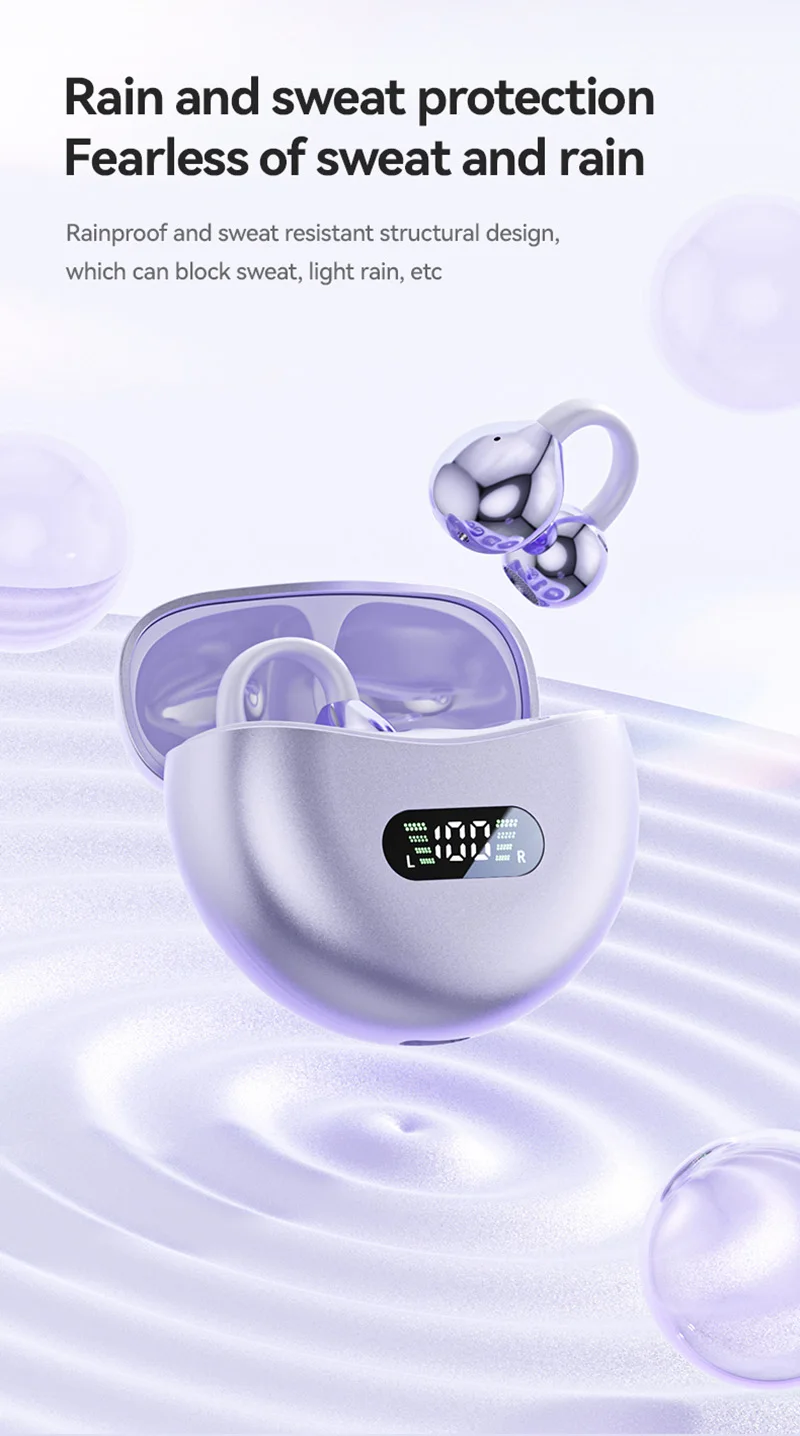 2026 Open Ear Clip Earbuds ENC Wireless Bluetooth5.4 Headphone Noise Cancelling Earphone With Mic For Android iOS New