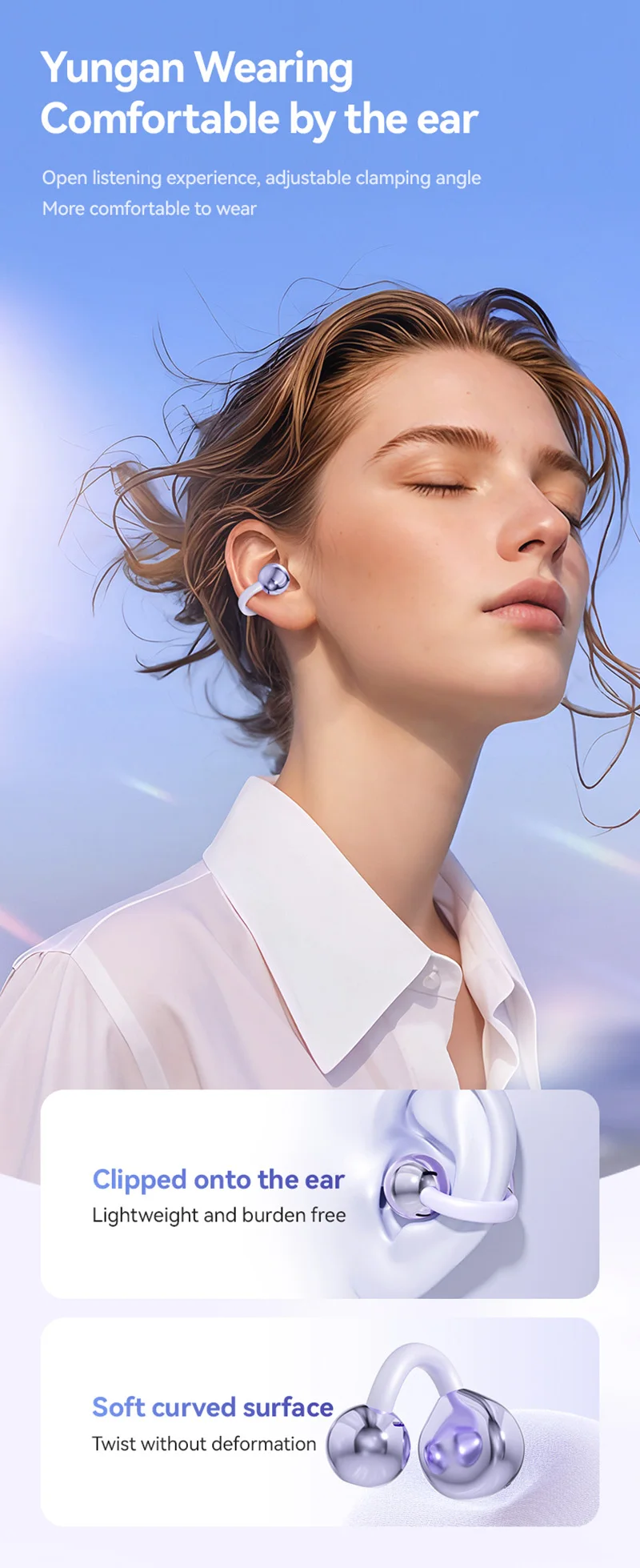 2026 Open Ear Clip Earbuds ENC Wireless Bluetooth5.4 Headphone Noise Cancelling Earphone With Mic For Android iOS New