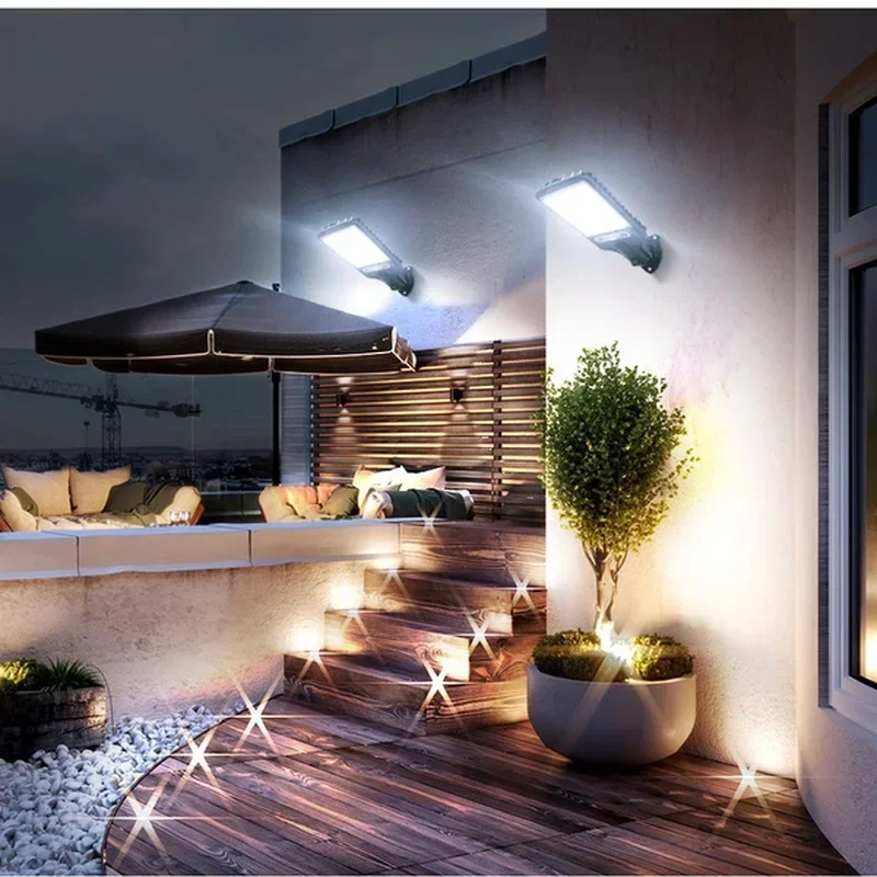 LED Solar Outdoor Wall Lights with Motion Sensor, 3 Lighting Modes IP65 Waterproof, Remote Control Solar Security Lamp
