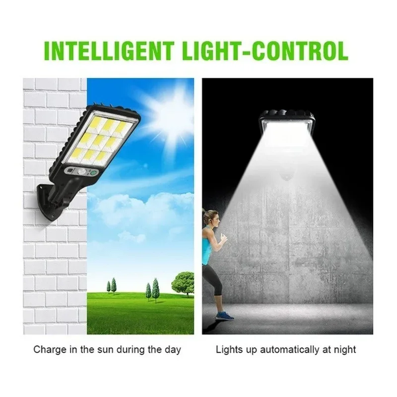 LED Solar Outdoor Wall Lights with Motion Sensor, 3 Lighting Modes IP65 Waterproof, Remote Control Solar Security Lamp