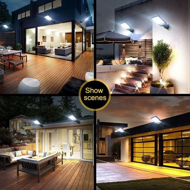 LED Solar Outdoor Wall Lights with Motion Sensor, 3 Lighting Modes IP65 Waterproof, Remote Control Solar Security Lamp