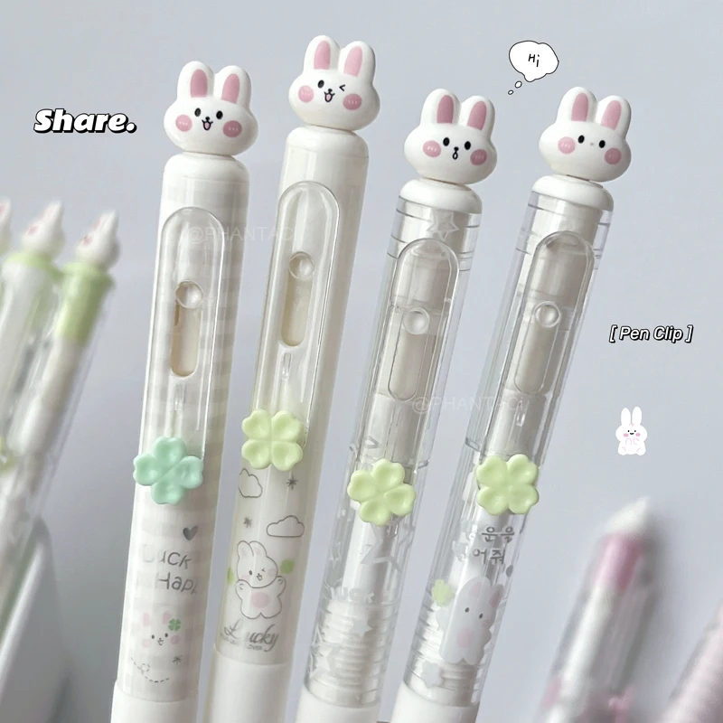 4PCS/Set Rabbit Style Gel Pen 0.5mm Quick Dry Black Pen Creative Gel Pen Set With Transparent Storage Bag Office Supplies