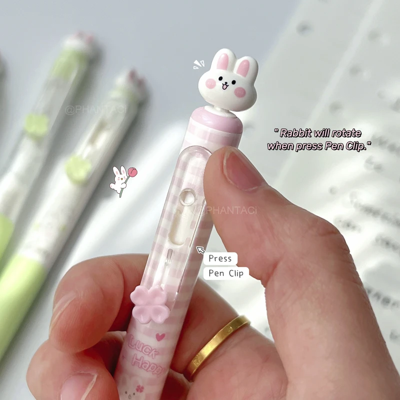 4PCS/Set Rabbit Style Gel Pen 0.5mm Quick Dry Black Pen Creative Gel Pen Set With Transparent Storage Bag Office Supplies