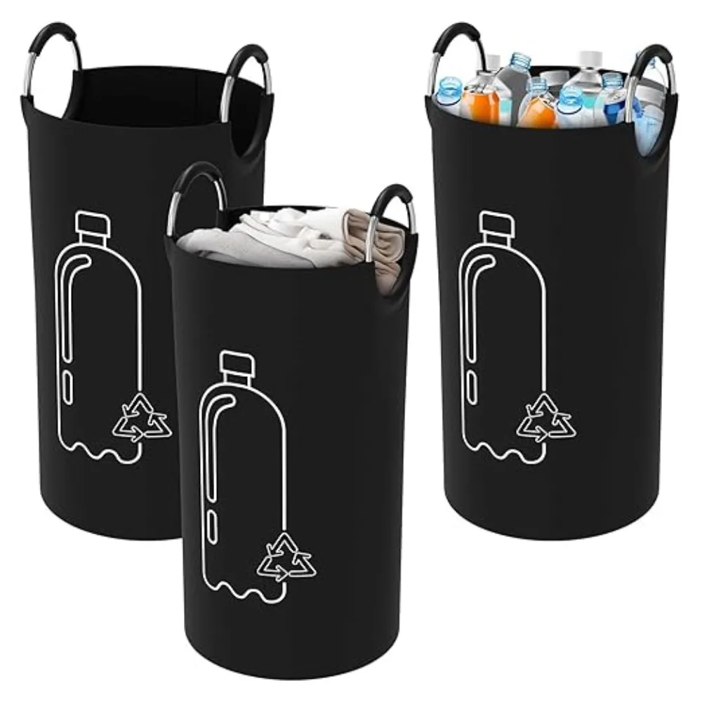 Folding Storage Bag 82L Large Capacity Empty Bottle Storage Basket Aluminum Handle Design Bottle Collector Recycling Bin 1PC