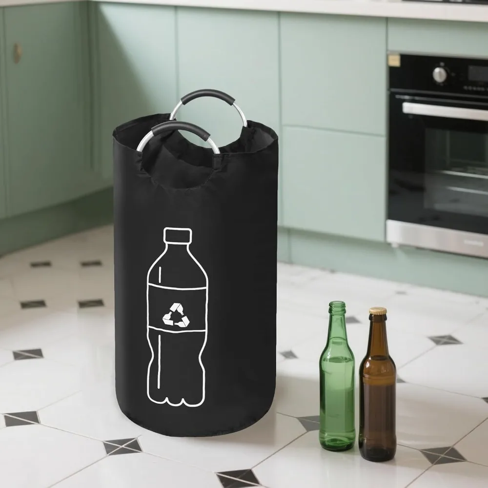 Folding Storage Bag 82L Large Capacity Empty Bottle Storage Basket Aluminum Handle Design Bottle Collector Recycling Bin 1PC