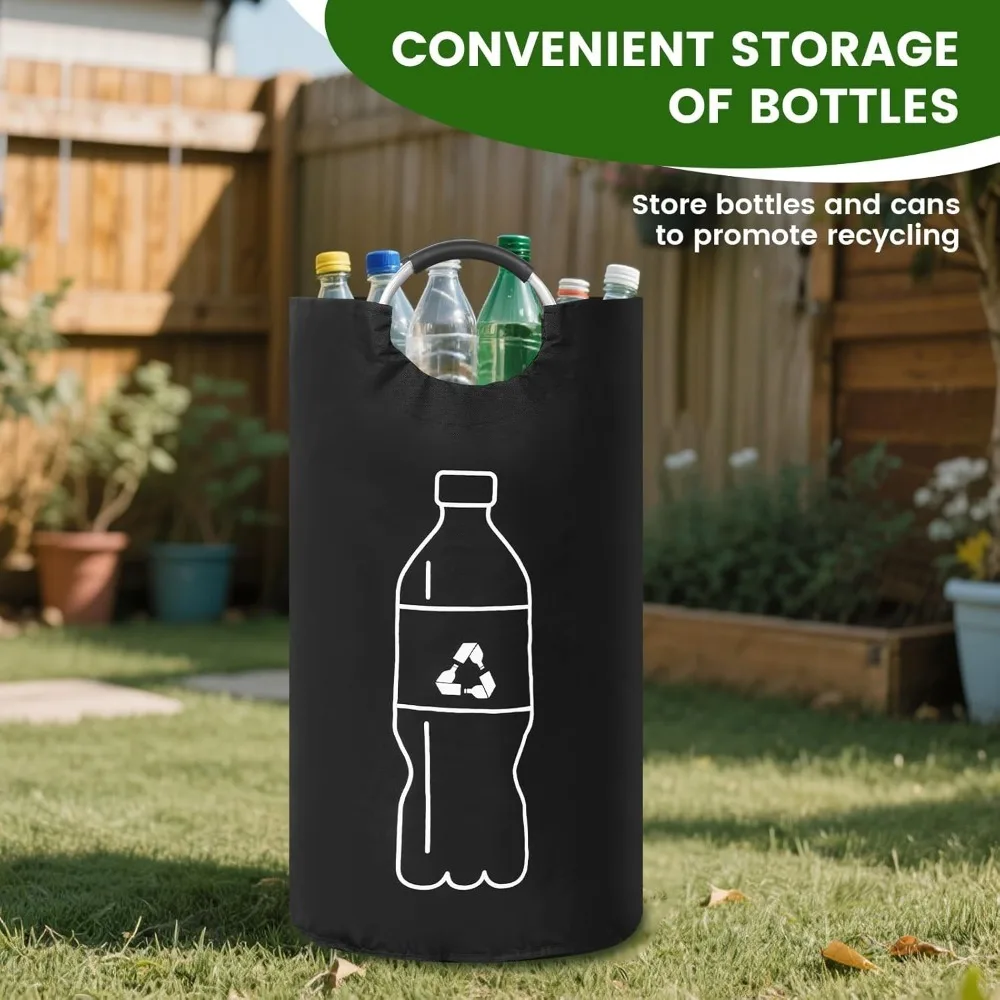 Folding Storage Bag 82L Large Capacity Empty Bottle Storage Basket Aluminum Handle Design Bottle Collector Recycling Bin 1PC