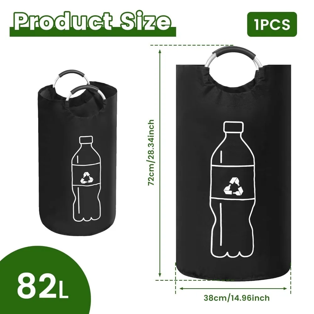 Folding Storage Bag 82L Large Capacity Empty Bottle Storage Basket Aluminum Handle Design Bottle Collector Recycling Bin 1PC