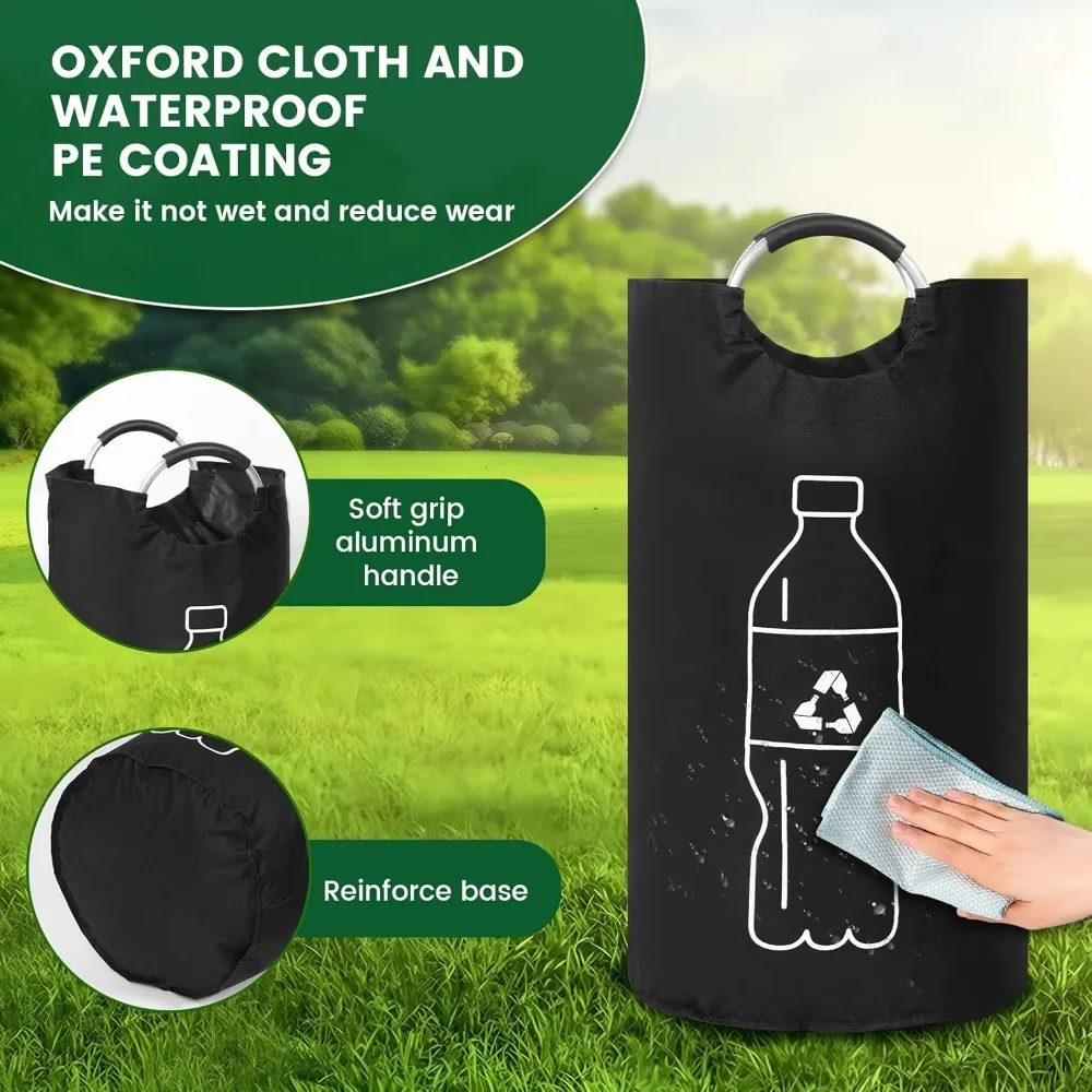 Folding Storage Bag 82L Large Capacity Empty Bottle Storage Basket Aluminum Handle Design Bottle Collector Recycling Bin 1PC