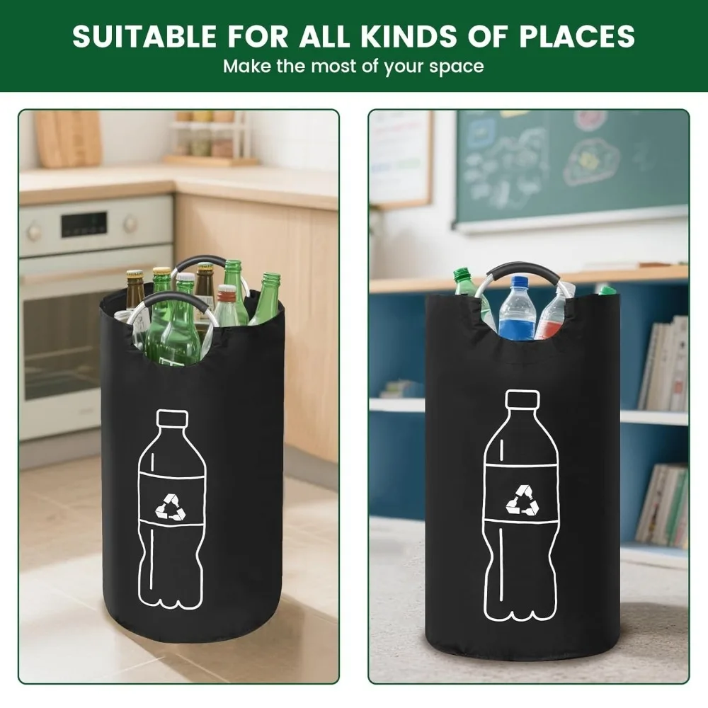 Folding Storage Bag 82L Large Capacity Empty Bottle Storage Basket Aluminum Handle Design Bottle Collector Recycling Bin 1PC