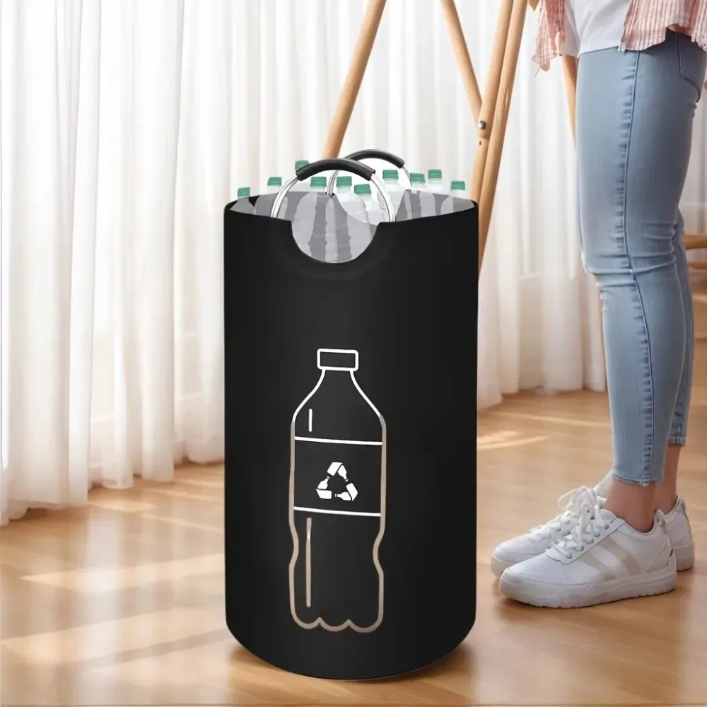 Folding Storage Bag 82L Large Capacity Empty Bottle Storage Basket Aluminum Handle Design Bottle Collector Recycling Bin 1PC