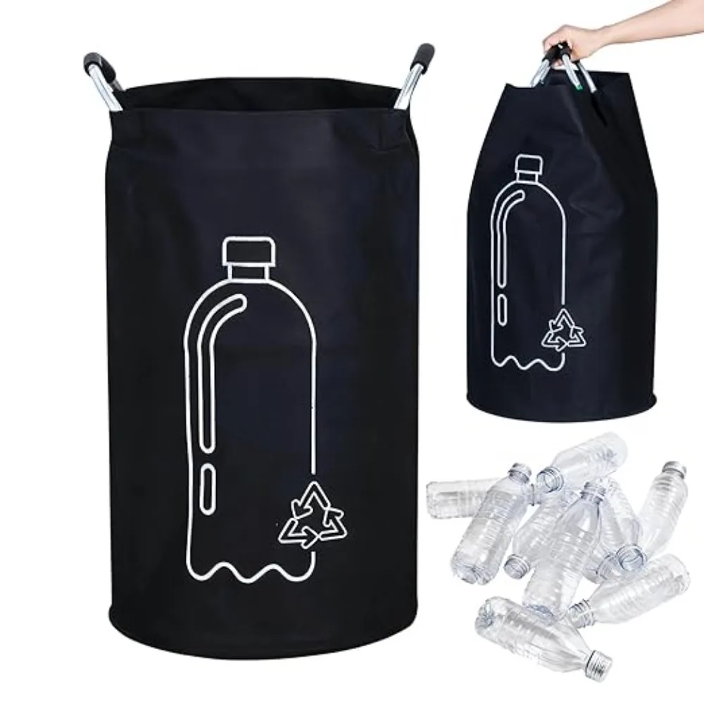 Folding Storage Bag 82L Large Capacity Empty Bottle Storage Basket Aluminum Handle Design Bottle Collector Recycling Bin 1PC