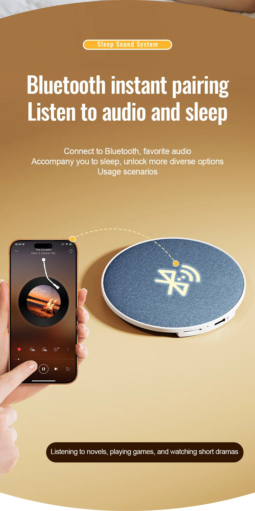 New Under Pillow Sleep Speaker Ultra Slim Hifi Bone Conduction Sound Machine Noise Reduction For Deep Sleep Relaxation 2026