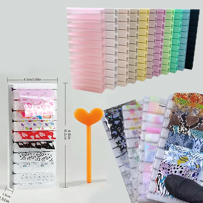 Macaron Colors Nail Foils Gradient Transfer Foil Storage Box Nail Art Stickers Stripe Floral Manicure Decals Nails Decoration
