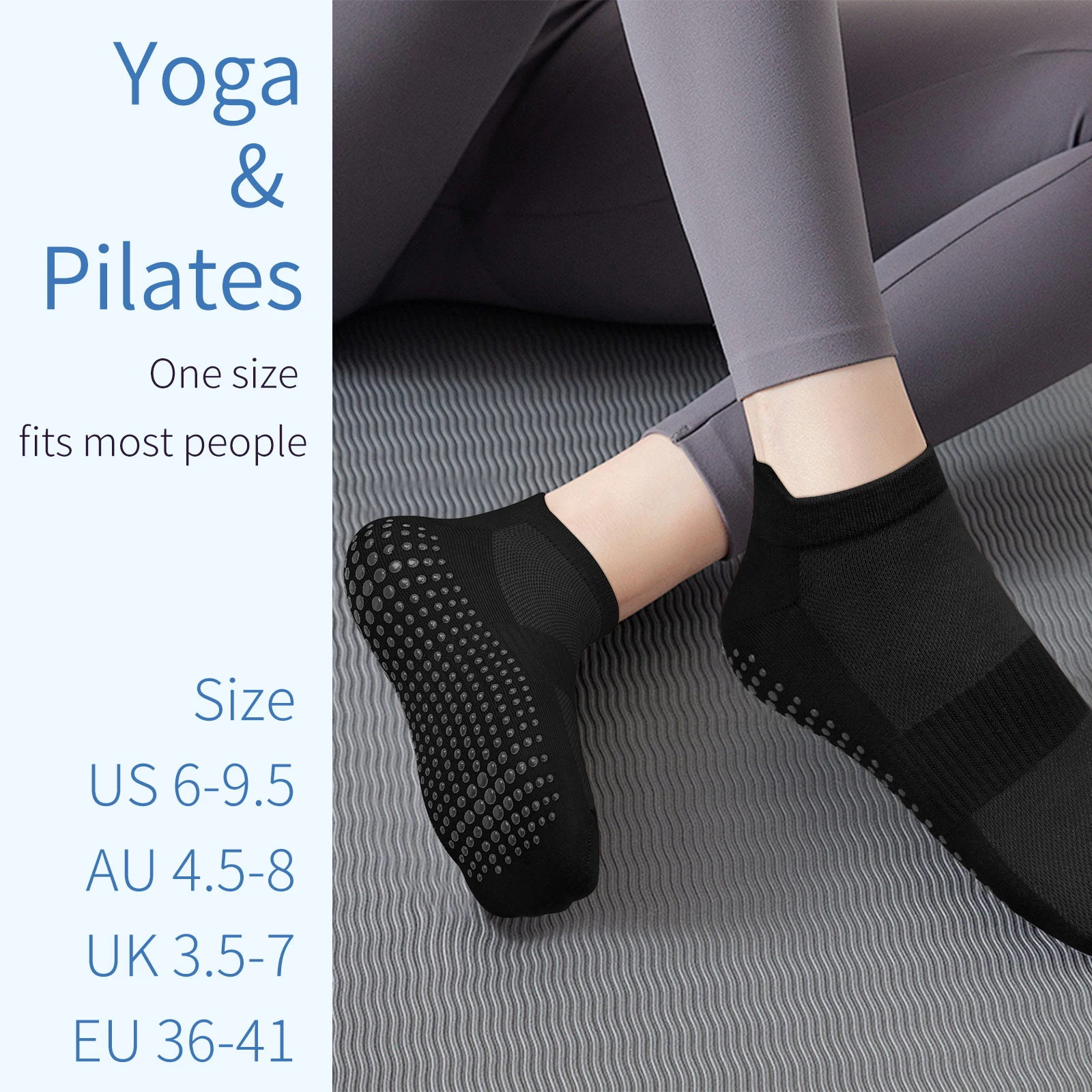 3 Pairs Yoga Socks Women Cotton Short Mesh Breathable Professional Non-slip Floor Pilates Dance Sports Gym Socks